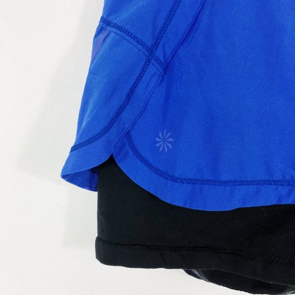 SOLD Athleta | 2 in 1 Pulse Shorts in Blue & Black - Picture 3 of 7